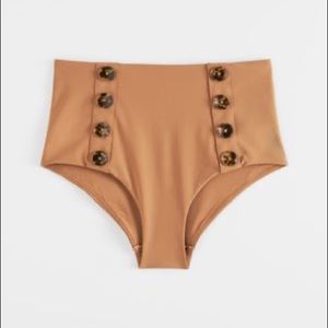 NWT & Other Stories Paris Atelier Tortoiseshell Button High Waisted Camel Bottom
